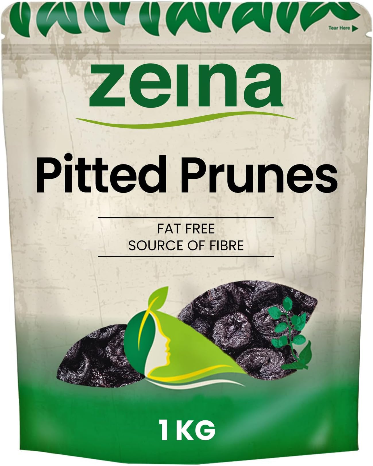 Zeina Pitted Prunes Ideal for Healthy Snacks in Resealable Zip pack (1Kg) - Source of Fibre, Low Fat - Sticky and rich, No added Sugar, Vegetarian