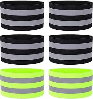 Hejo Brassard Réfléchissant, 6 Pièces Bracelet de Sécurité Réfléchissant, Bande Réfléchissante Vélo à Pinces Elastiques po...