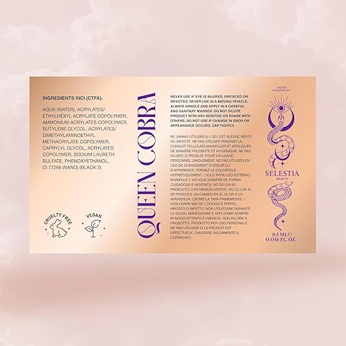 Miniatura 7 de Lápiz delineador líquido negro Queen Cobra – Larga duración – Secado rápido, sin descamación – Aplicador fino y color intenso – 0.016 onzas líquidas