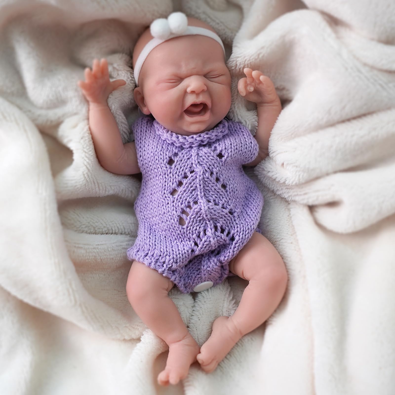 Reborn Baby Doll 7 Inch Silicone Doll Mini Realistic Newborn Baby Dolls Silicone Full Body Stress Relief for Adults Hand Made with Feeding & Bathing Accessories