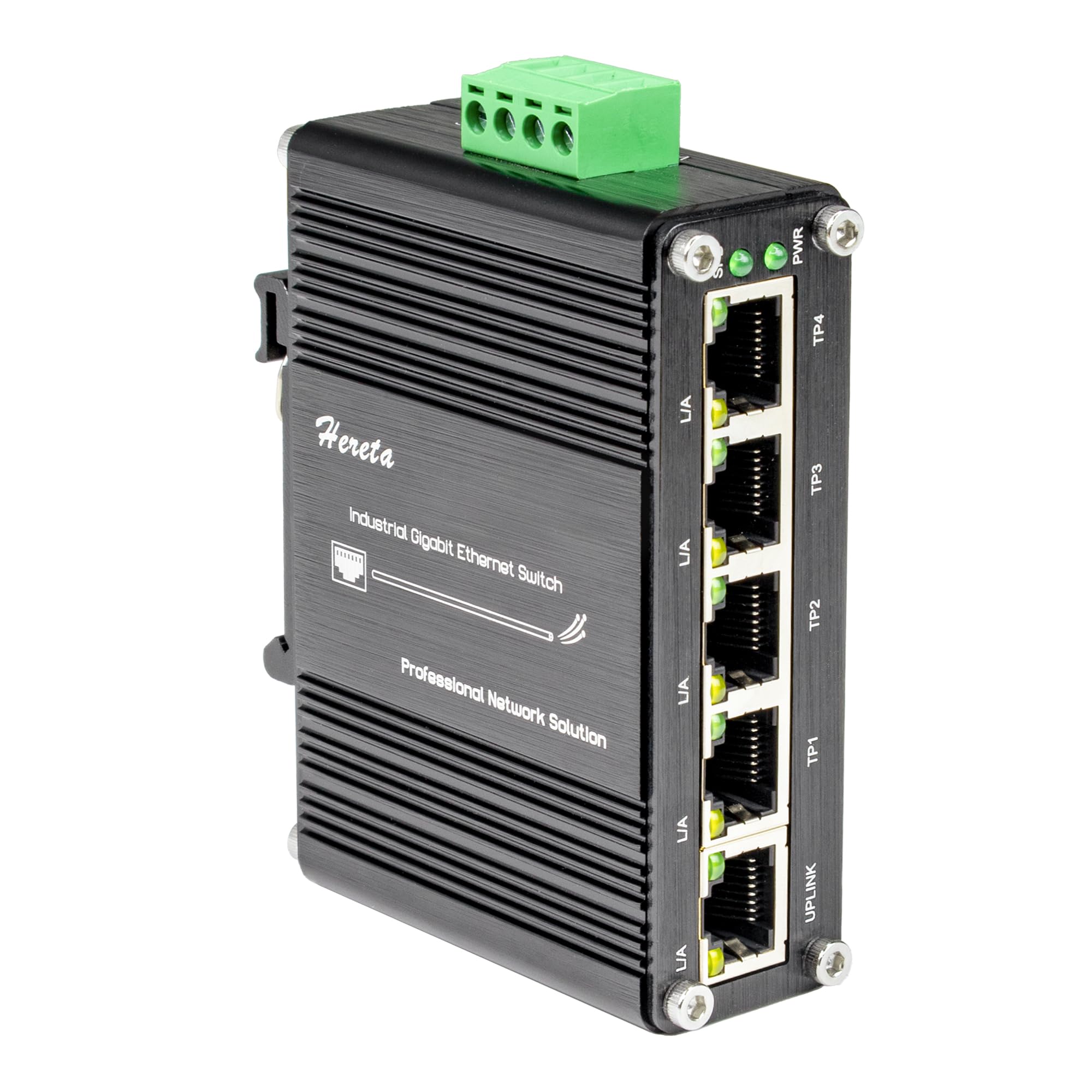 Mini Industrial 5 Port Gigabit Switch Ethernet Switch,Unmanaged Network Switch Ethernet Hub with 5 x RJ45 Port 10/100/1000Mbps,12~48VDC,Din-Rail, Wall Mountable