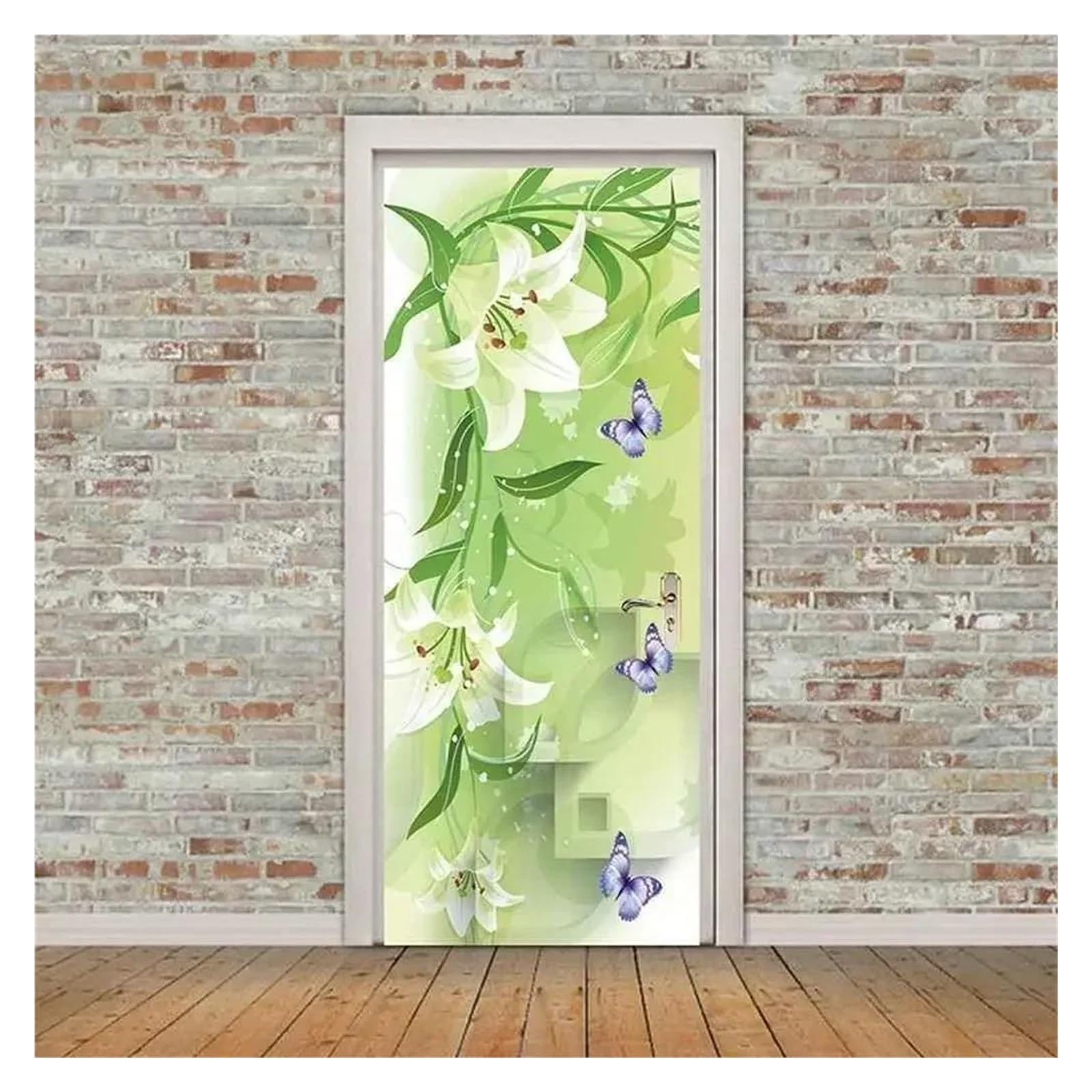 Peinture à l'huile en sticker de porte lotus rouge 3D, papier peint floral Diablo 40x120