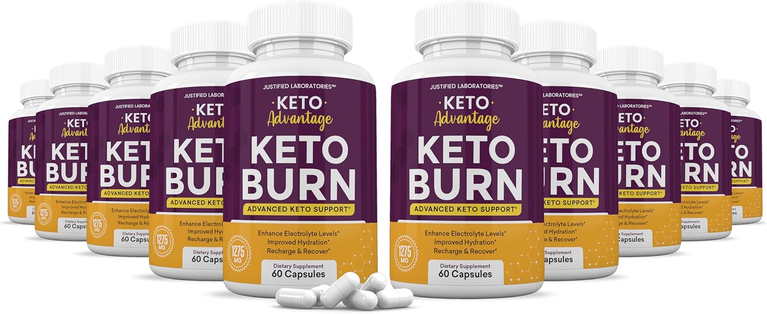 (10 Pack) Keto Advantage Keto Burn Pills 1275MG New & Improved Formula Contains Apple Cider Vinegar Extra Virgin Olive Oil Powder Green Tea Leaf 600 Capsules