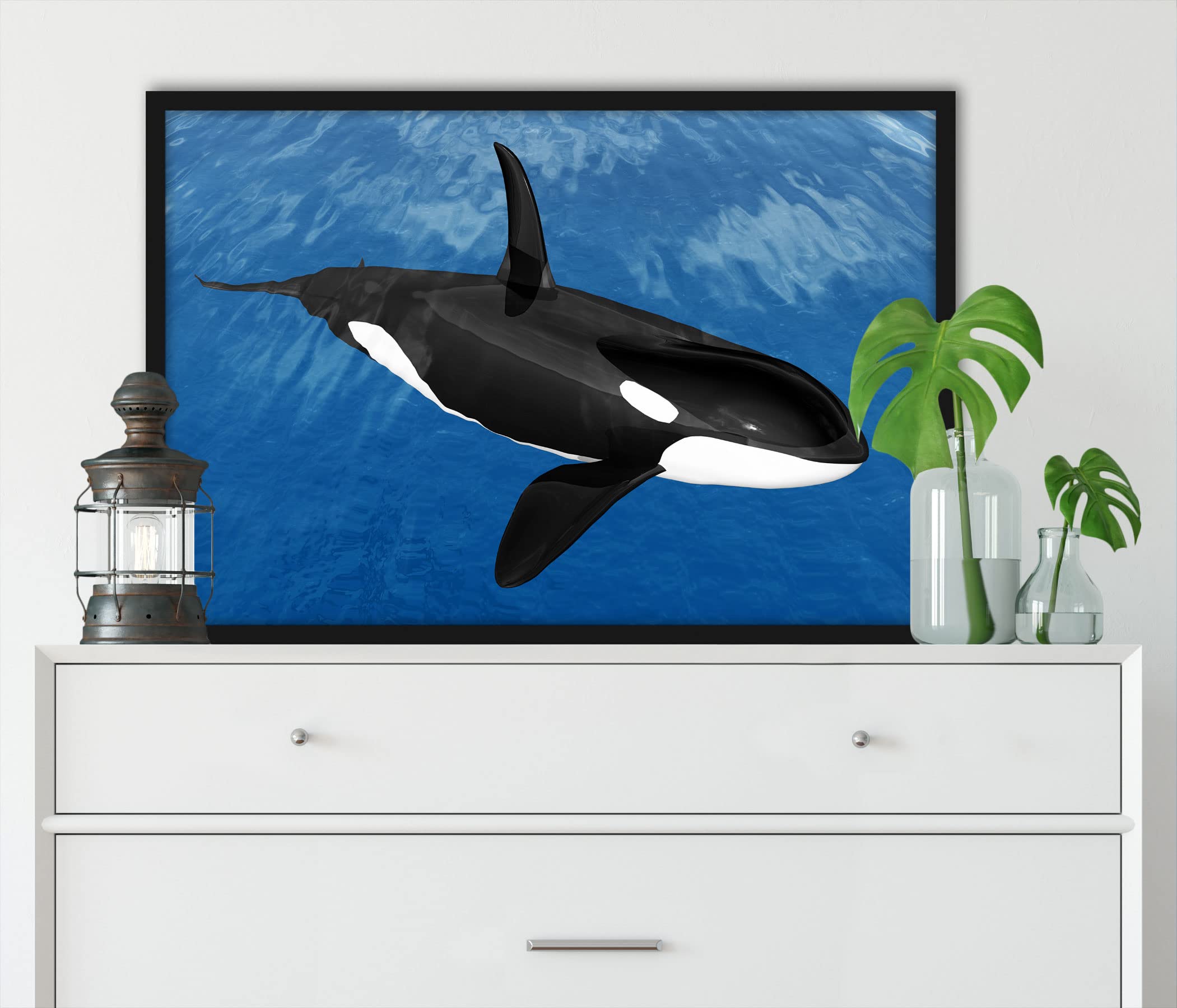 Bella Orca nel mare, poster in cornice/formato: 80 x 60 cm, stampa artistica incorniciata