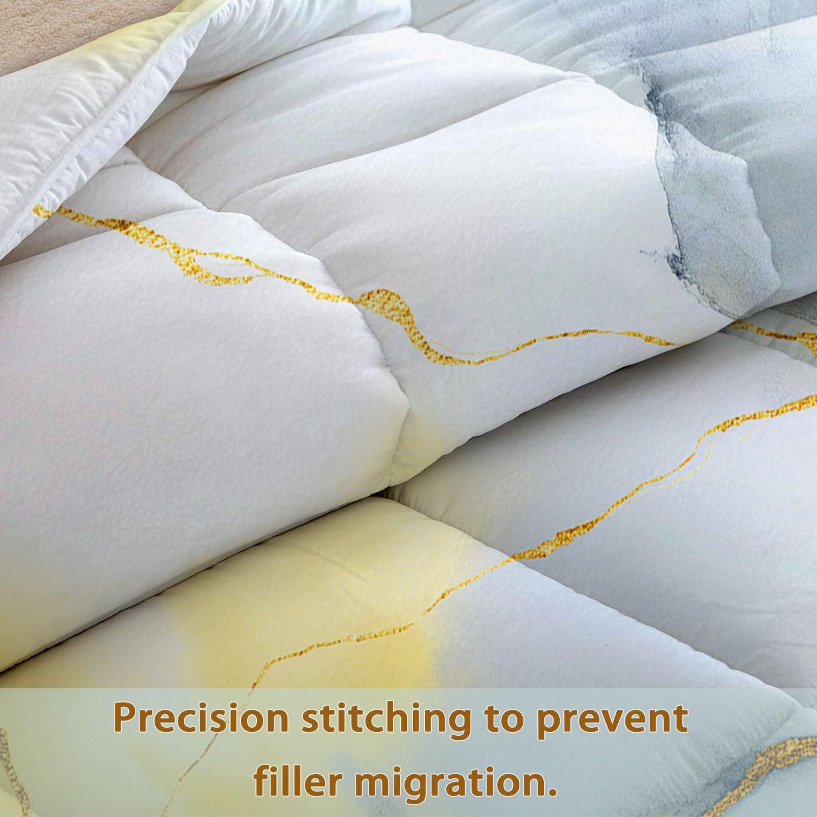 Generico Piumone Invernale Matrimoniale 220 x 240 cm Astratto Texture Marmo Trapunta in Ecopiuma 400 gr/mq, Caldo ed Elegante – Biancheria da Letto Anallergica e Traspirante – Set 3 Pezzi, Grigio