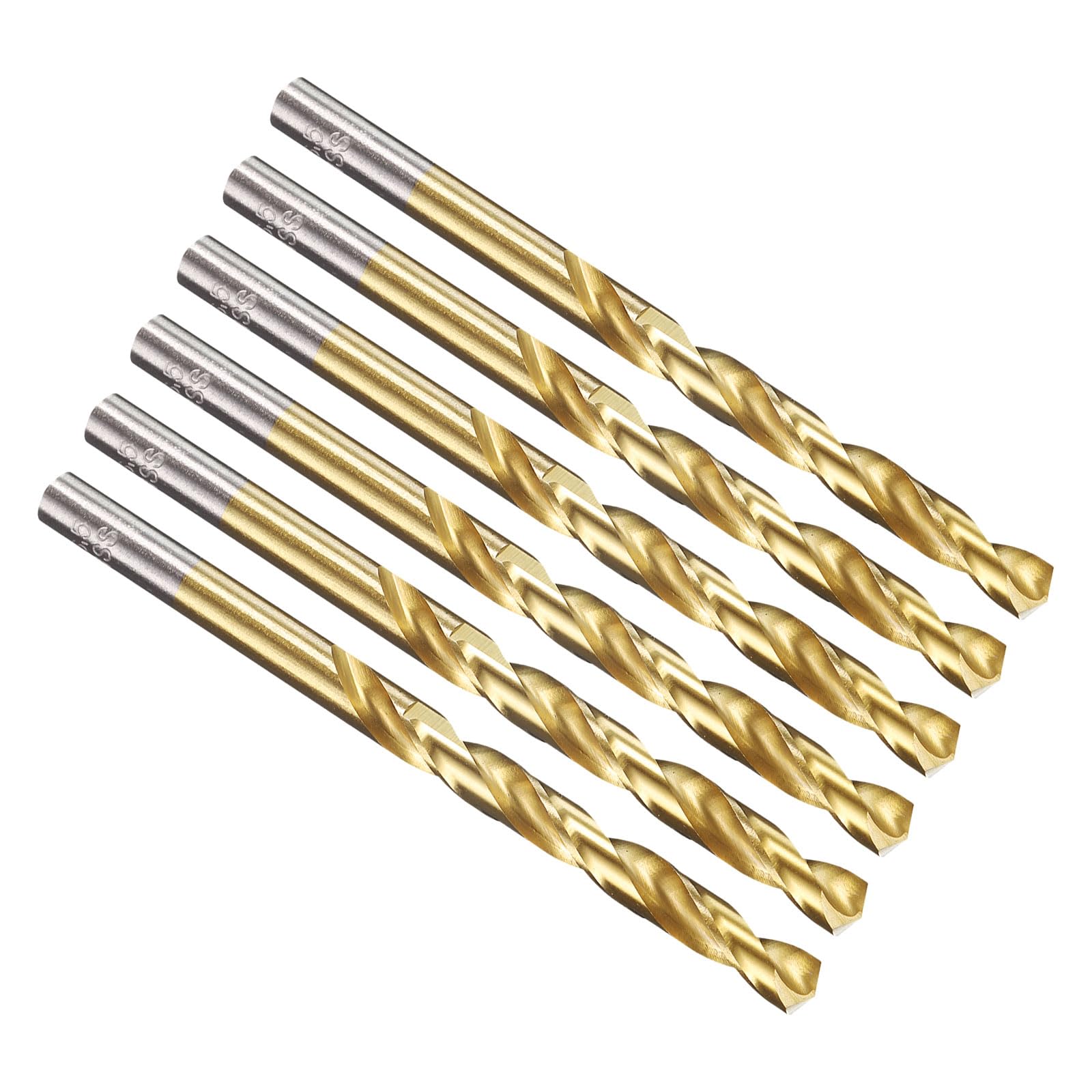 PATIKIL 7.5mm Drill Bit, Jobber Straight Shank M2 High-Speed Steel 135° Titanium Nitride TiN Coated for Stainless Steel Hard Metal - 6 Pack
