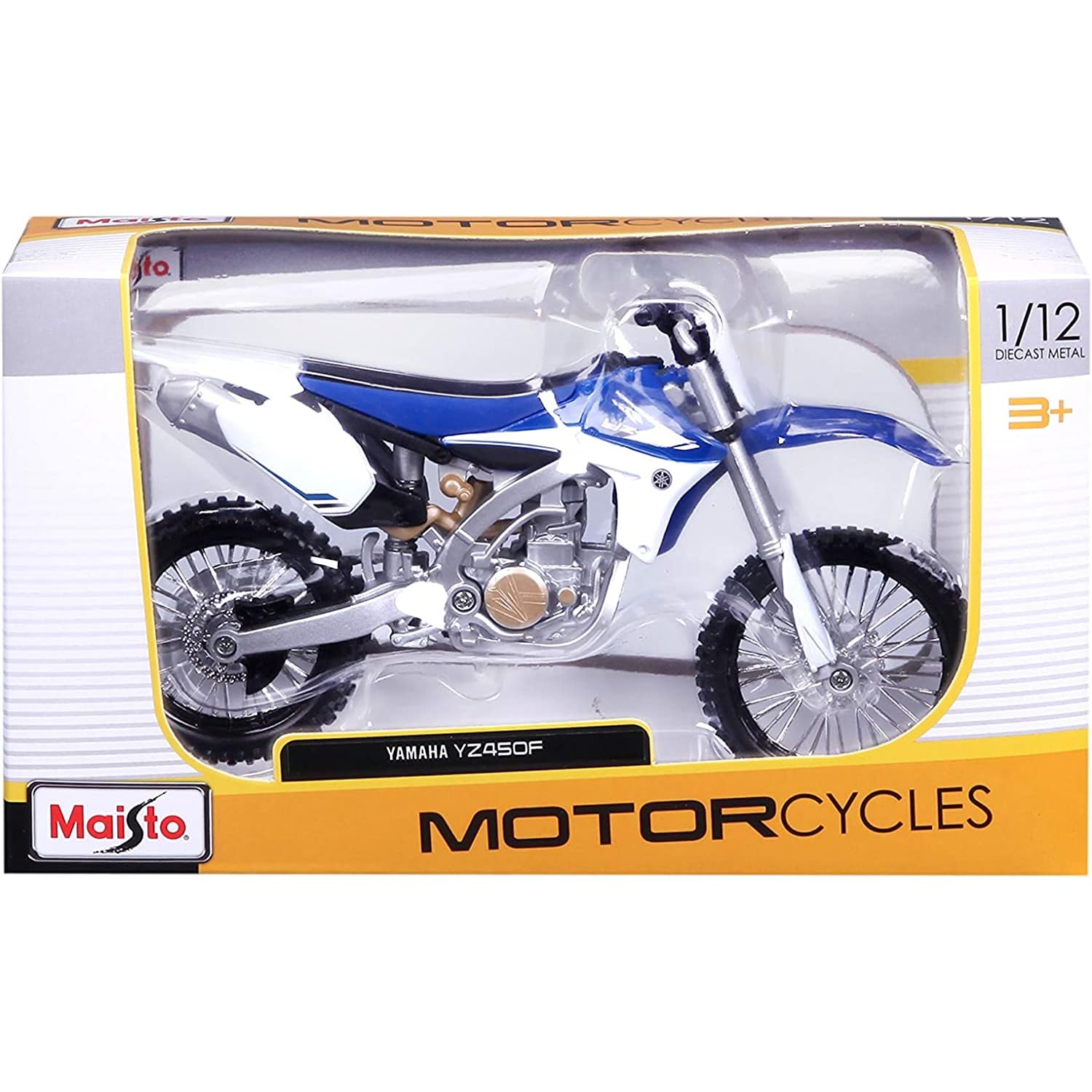 20-13021 Bburago Maisto - Yamaha YZ450F, blu e bianca - Scala 1:12