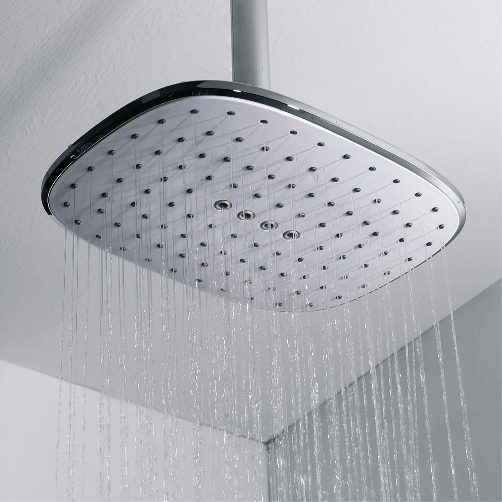Soffione Doccia A Pioggia Rettangolare LNXGJJ – 260x195 Mm, Bianco, ABS, Alta Pressione
