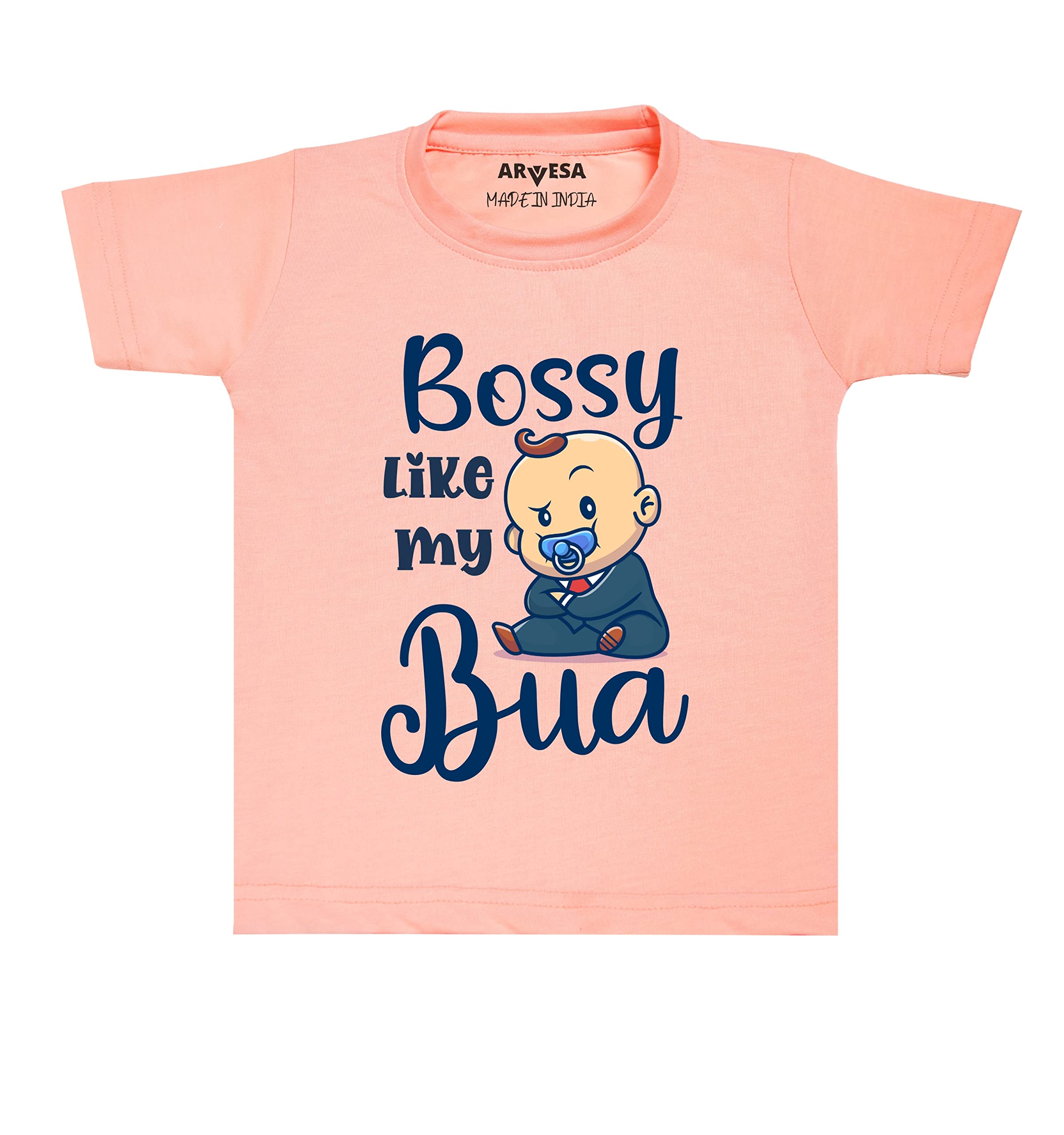 ARVESABossy Like My Bua TS-934 Bua Baby Tshirt for Kids Boys & Girls Half Sleeves Round Neck Clothes Tshirt for Kids Boys 1 Months to 6 Years Dress