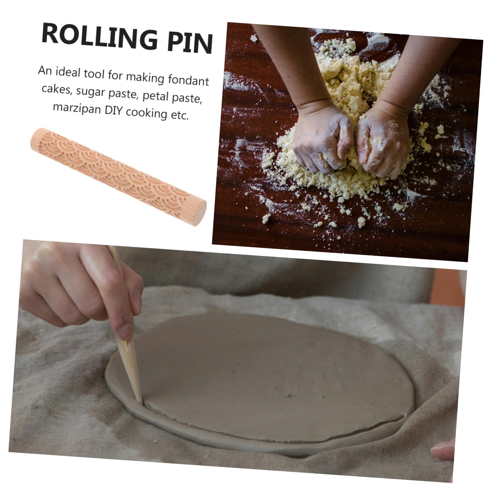 Amosfun 4 Piezas Herramientas De Mano De Arcilla Rodillo Mango De Bricolaje Para Hornear Palos De Amasar Palo De Barro Varilla De Impresión De Arcilla Palos De Rodar En Madera