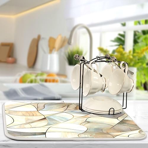 Vista 180 de Tapete de secado de platos de mariposas botánicas para encimera de cocina, almohadilla de secado de microfibra absorbente, grande, 18 x 24 pulgadas