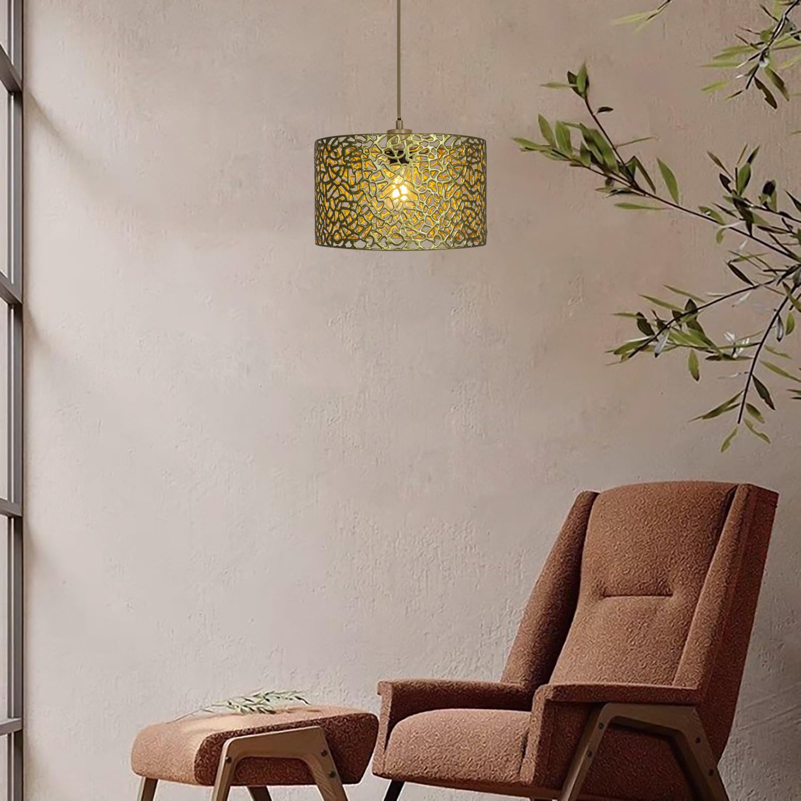 Moderno paralume rotondo in metallo, stile retrò dorato, intagliato, per lampada da terra, lampada a sospensione, lampada da tavolo