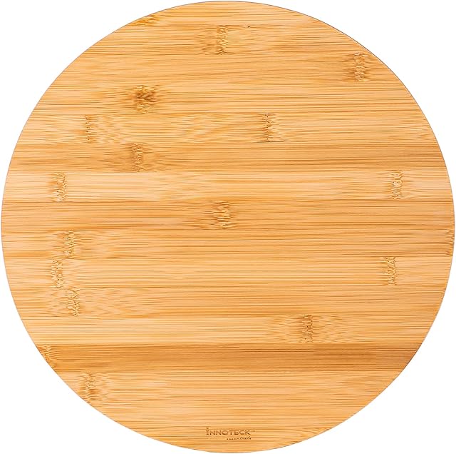 iTrend Rotary Serving Wooden Board 35cm - Chopping Swivel Tray Rotation Cutting board for Kitchen - Food Veg Bread Fruits Meat cheese