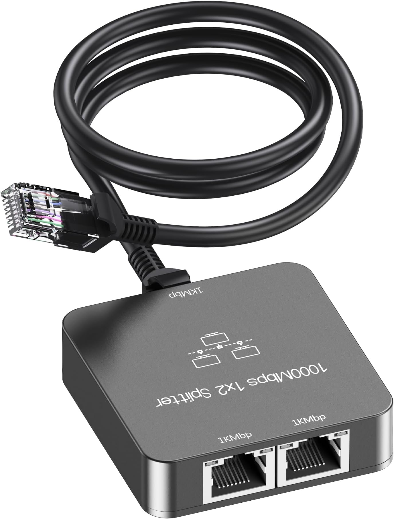 Uzifhdhi LAN Splitter 1 auf 2 mit Ethernet Kabel, Gigabit LAN Switch 2 ...