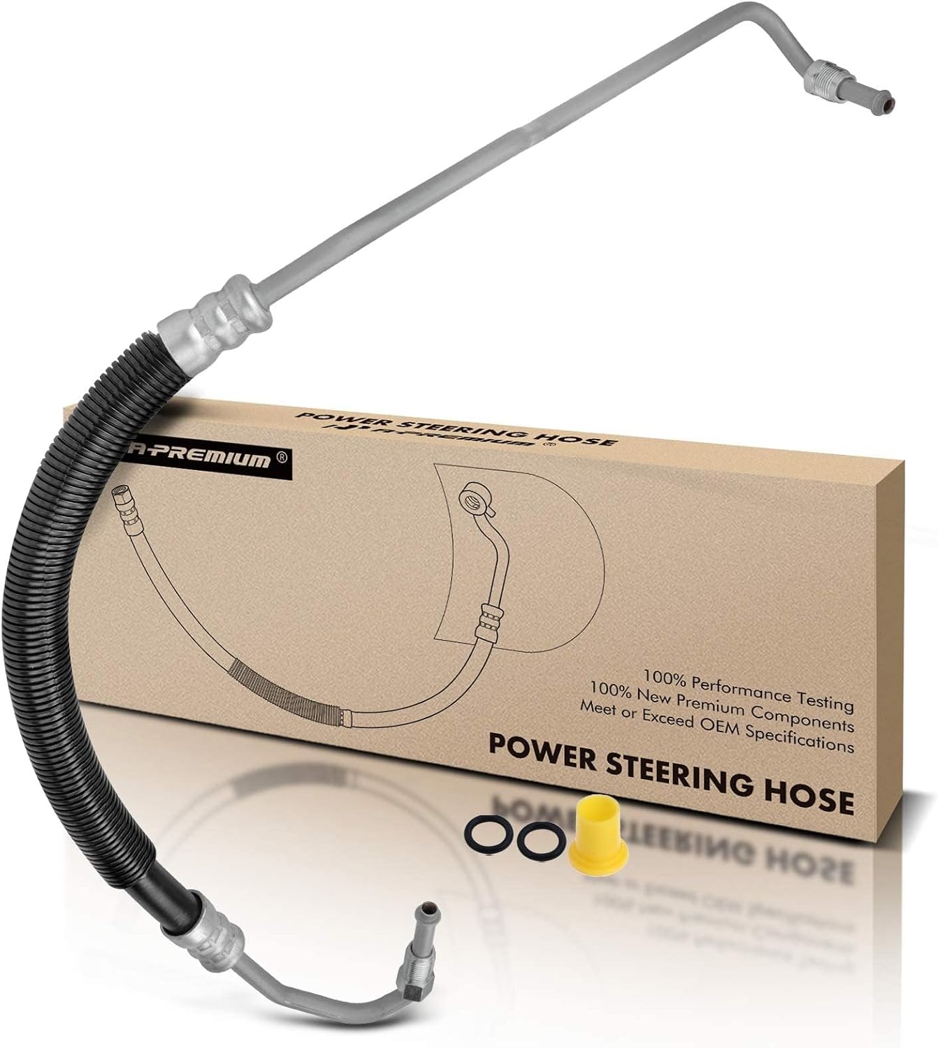 A-Premium Power Steering Pressure Hose Line Assembly Compatible with Ford F-250 Super Duty 2005-2007, F-350 Super Duty 2005-2007, 5.4L 6.0L 6.8L, Hydraulic Brake Booster To Gear