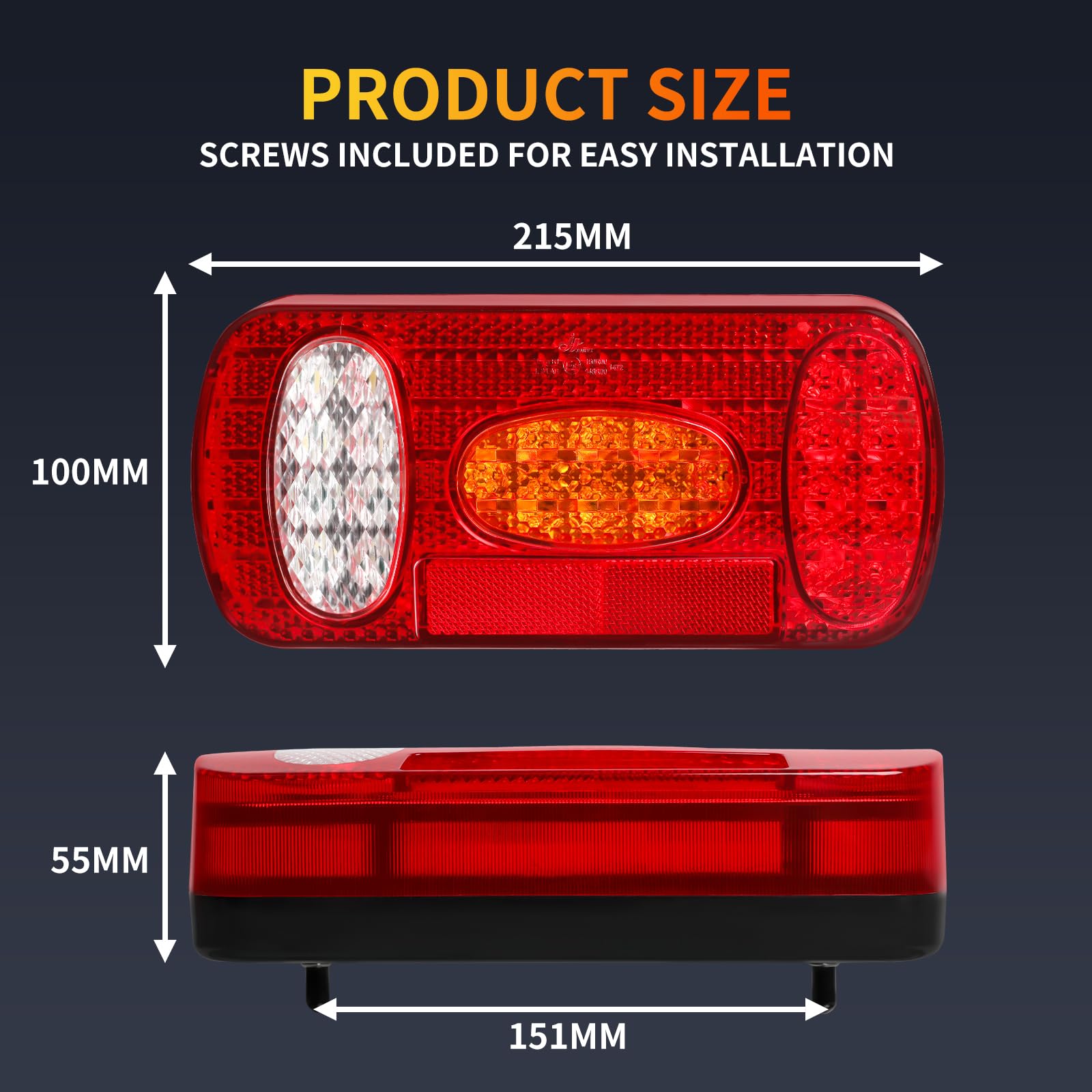 Pilotos Traseros Remolque 12V/24V 7 Funciones con Cableado 5m Enchufe de 13 Pines Luces Remolque Homologado E57 Impermeable IP67 Montaje con Tornillos para Remolque Camión Caravana