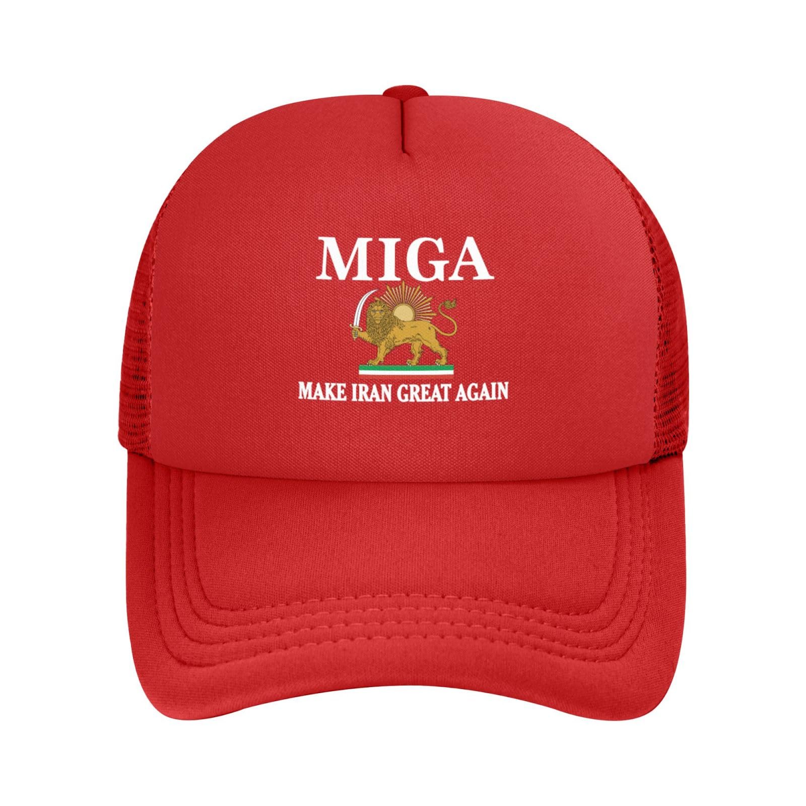 DJNGN Make Iran Great Again Hat Miga Trucker Hat Mesh Cap Hat for Men Women Black P25