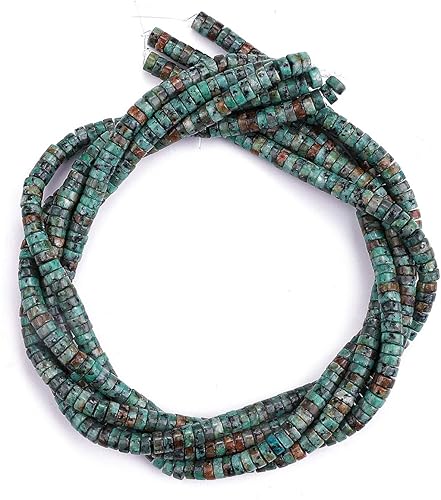 Miniatura 103 de Cuentas espaciadoras de jaspe marrón natural, cuentas sueltas de disco Rondelle, cuentas sueltas para hacer joyas, 0.157 in x 0.079 in, 15.0 in