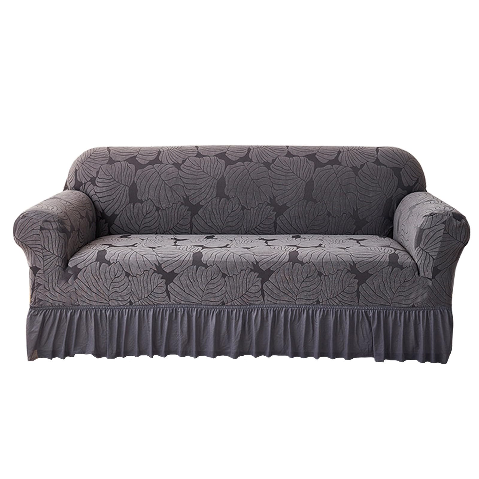 Super Stretch Sofa Slipcover Spandex Non Slip Soft Sofa Cover Couch Covers for Living Room Easy Fit Washable Furniture Protector with Skirt(Dark Grey,