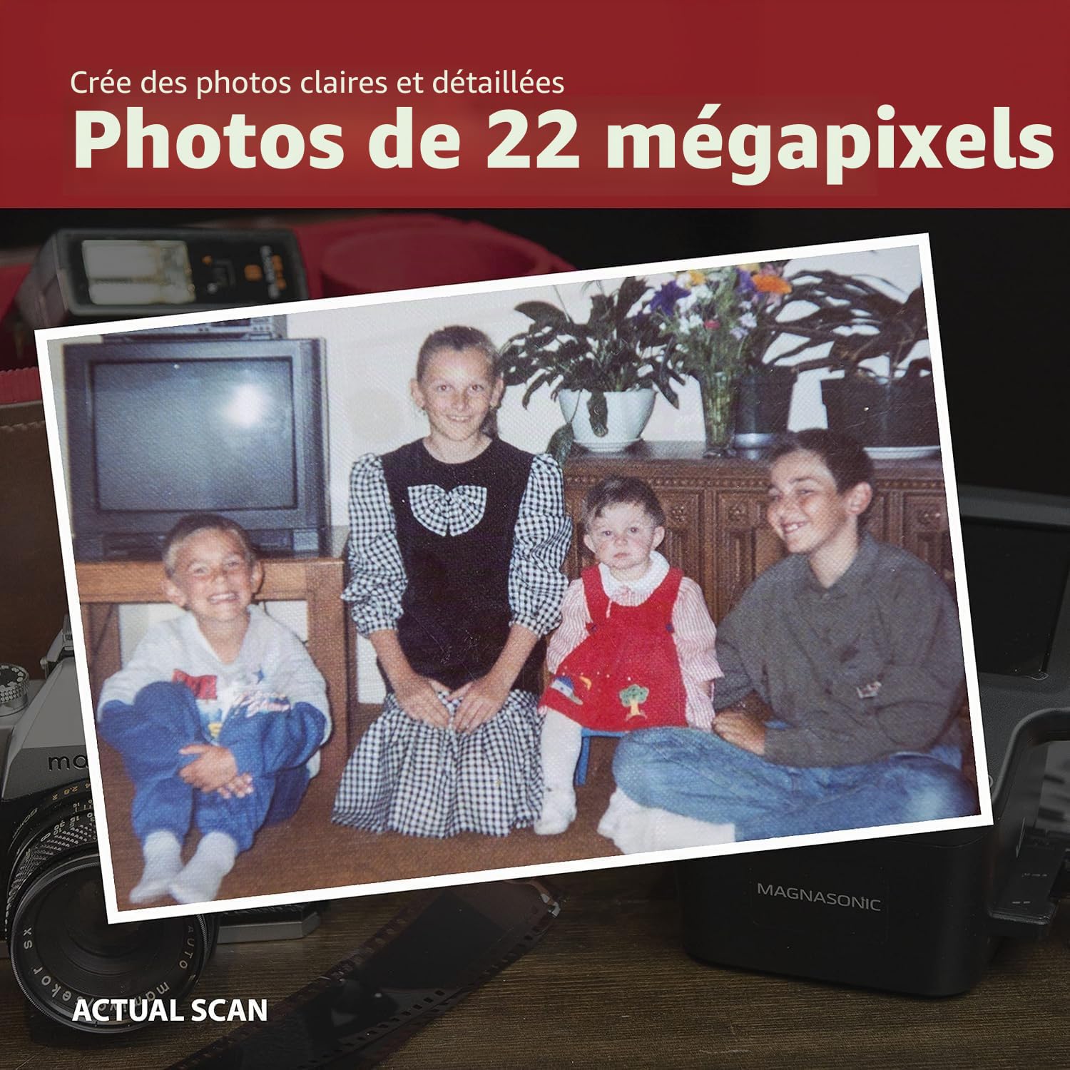 Magnasonic Numériseur de Films Tout-en-Un 24MP avec Grand Écran 5" et HDMI, Convertit Les Films 35mm/126/110/Super 8 et Les Diapositives 135/126/110 en Photos Numériques, Mémoire Intégrée (FS71)
