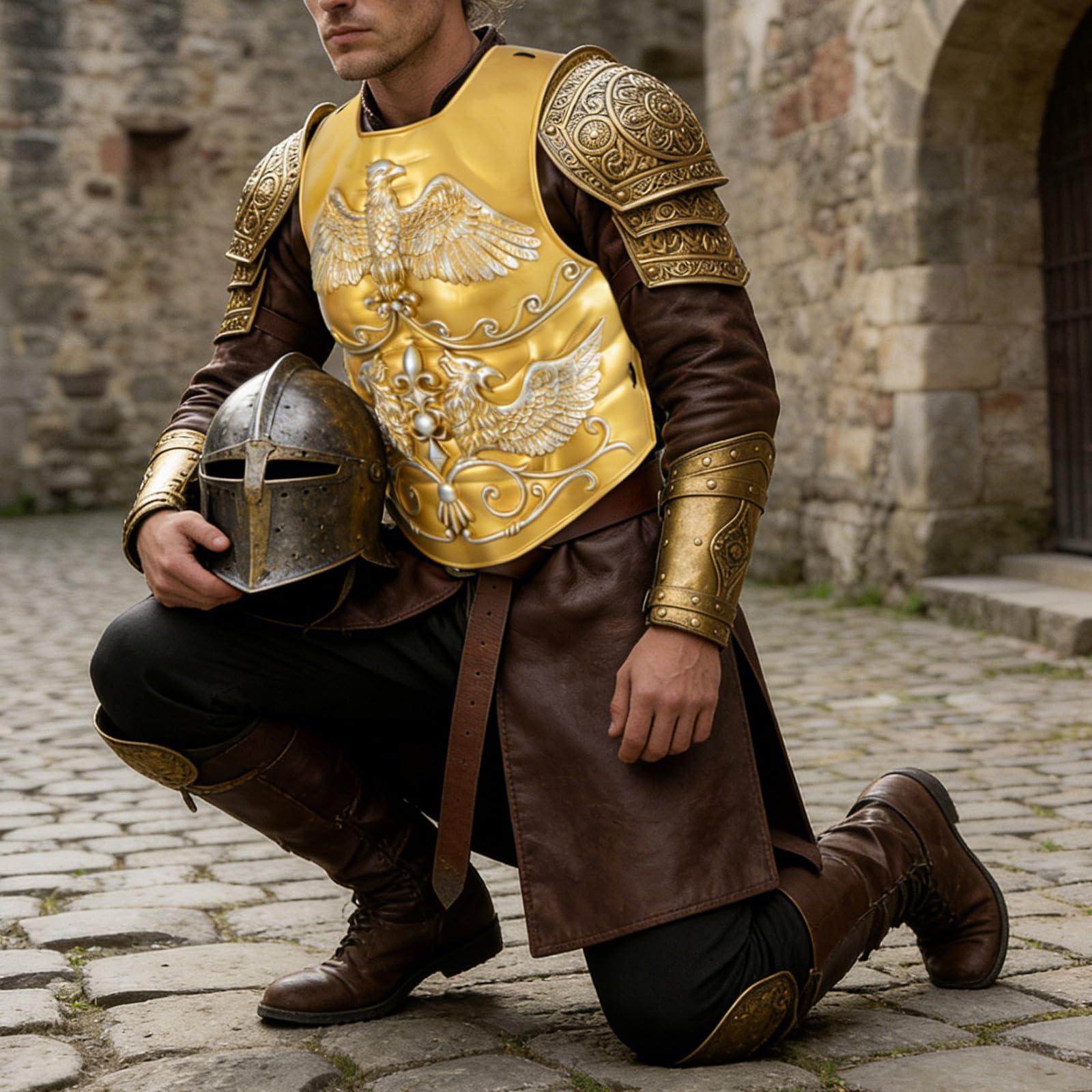 Armure de soldat médiévale réaliste pratique pour fête à thème - Armures de poitrine pour amateurs de cosplay - Costume de défense