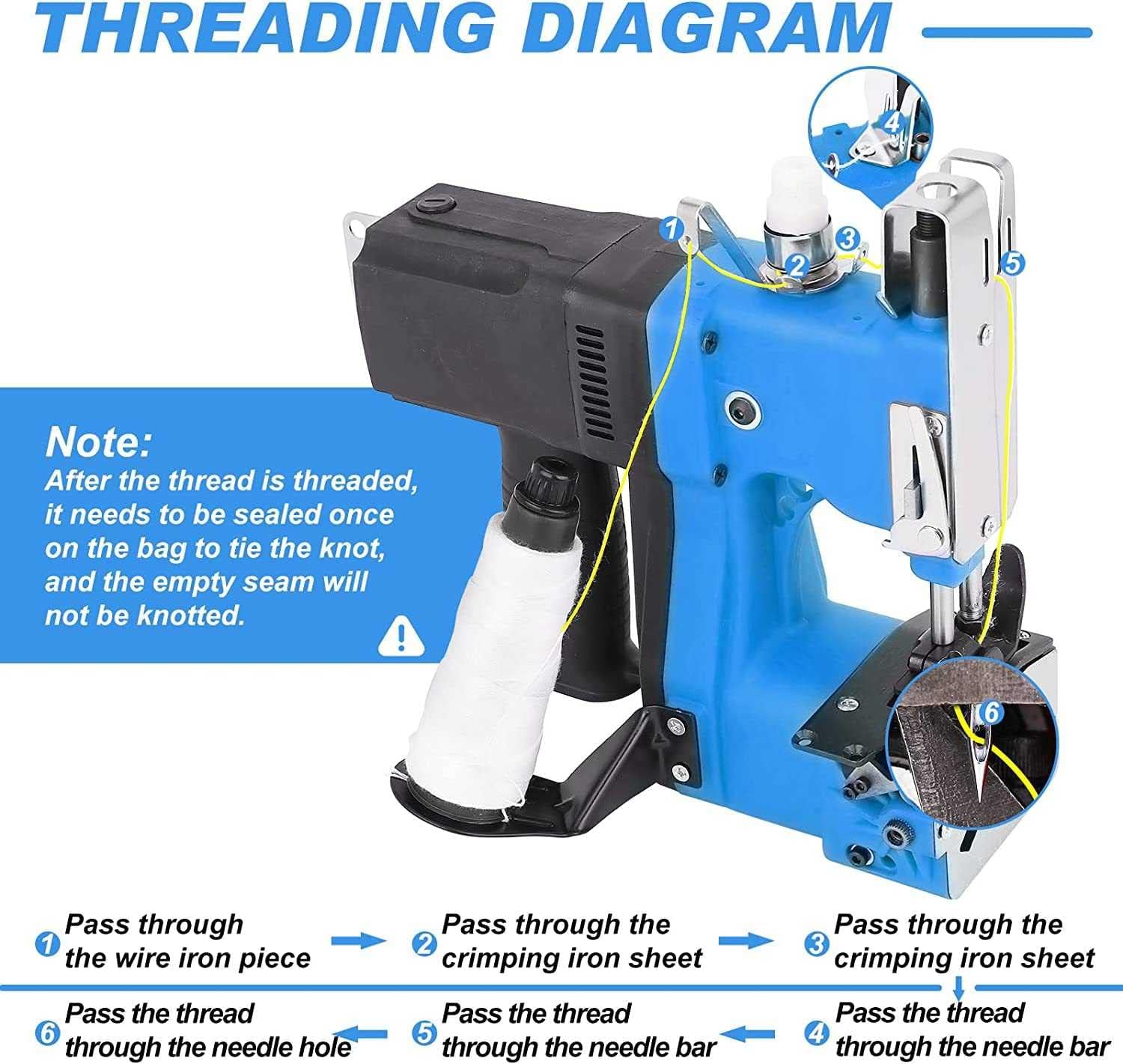 Bag Closer Machine - Automatic Industrial Sewer, For Rice, Sack, Woven Bags - Handheld Portable Stitcher For Paper, Plastic - Sewing Bag Closing Machine (B)