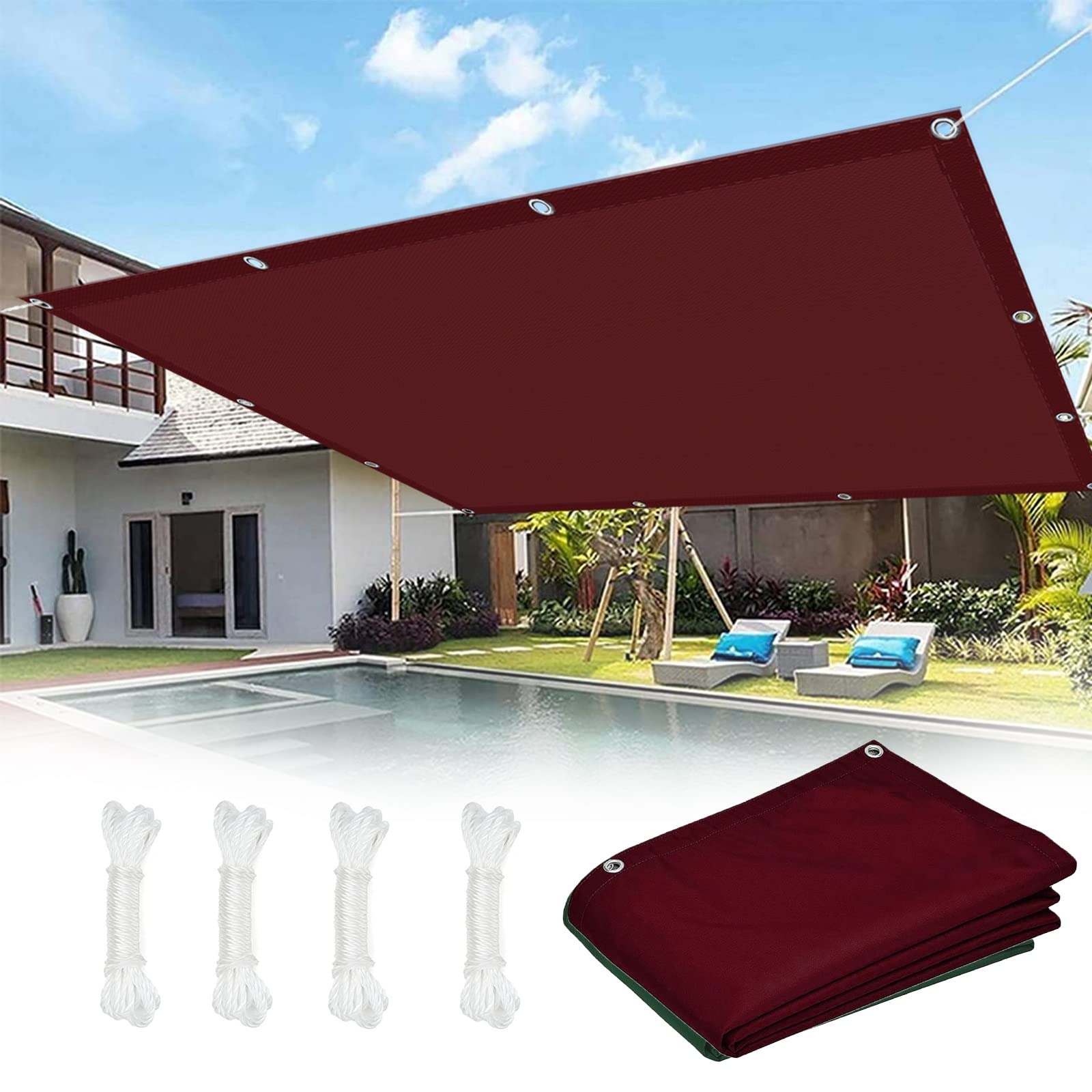 Toile ombrage avec œillets 1.7x2.2m bâche imperméable camping et terrasse de jardin