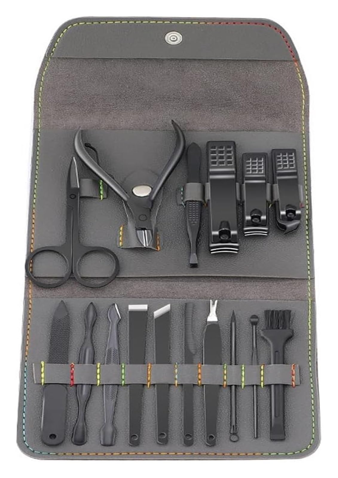 Set de manicura, cortaúñas Profesional, 16 Piezas, Bolsa Plegable, Lima de uñas (D)