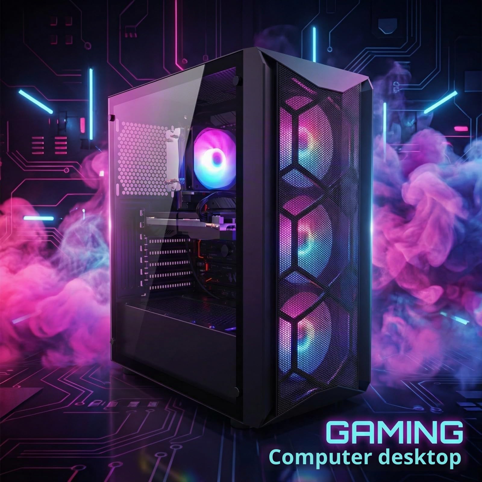 STGsivir PC Gaming, Computer desktop gaming, Ryzen 5 5500 fino a 4,2 GHz, Nvidia RTX 3060 12GB GDDR6, 16GB DDR4 RAM, 512GB SSD, WiFi 6, BT 5.0, Windows 11 Pro