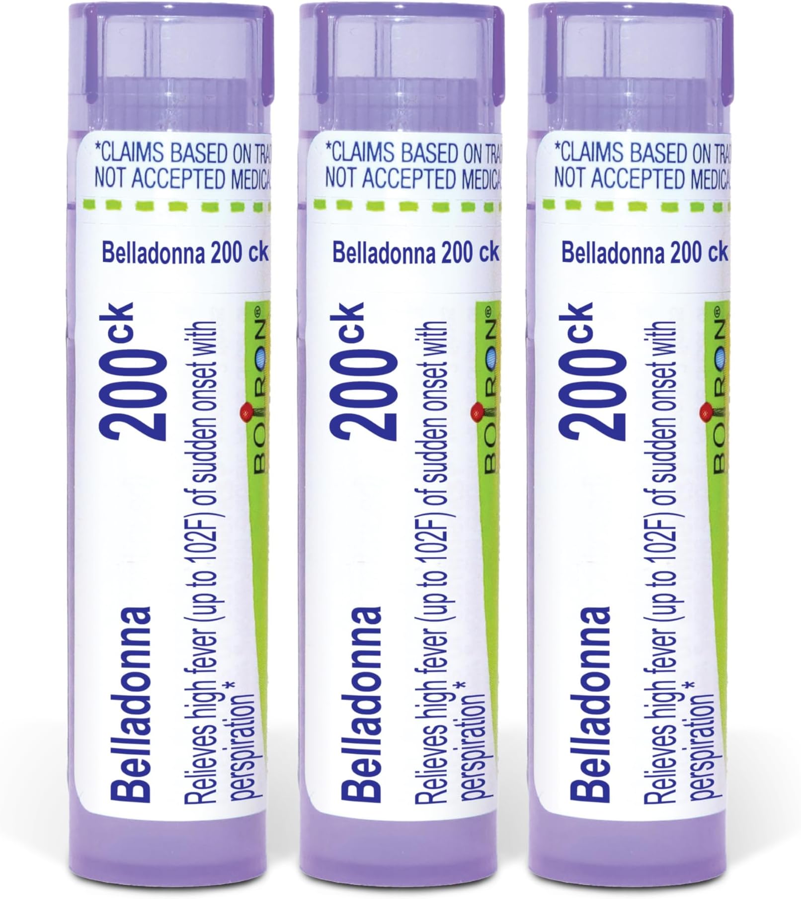 Boiron Belladonna 200ck Homeopathic Medicine for High Fever - Pack of 3 (240 Pellets)