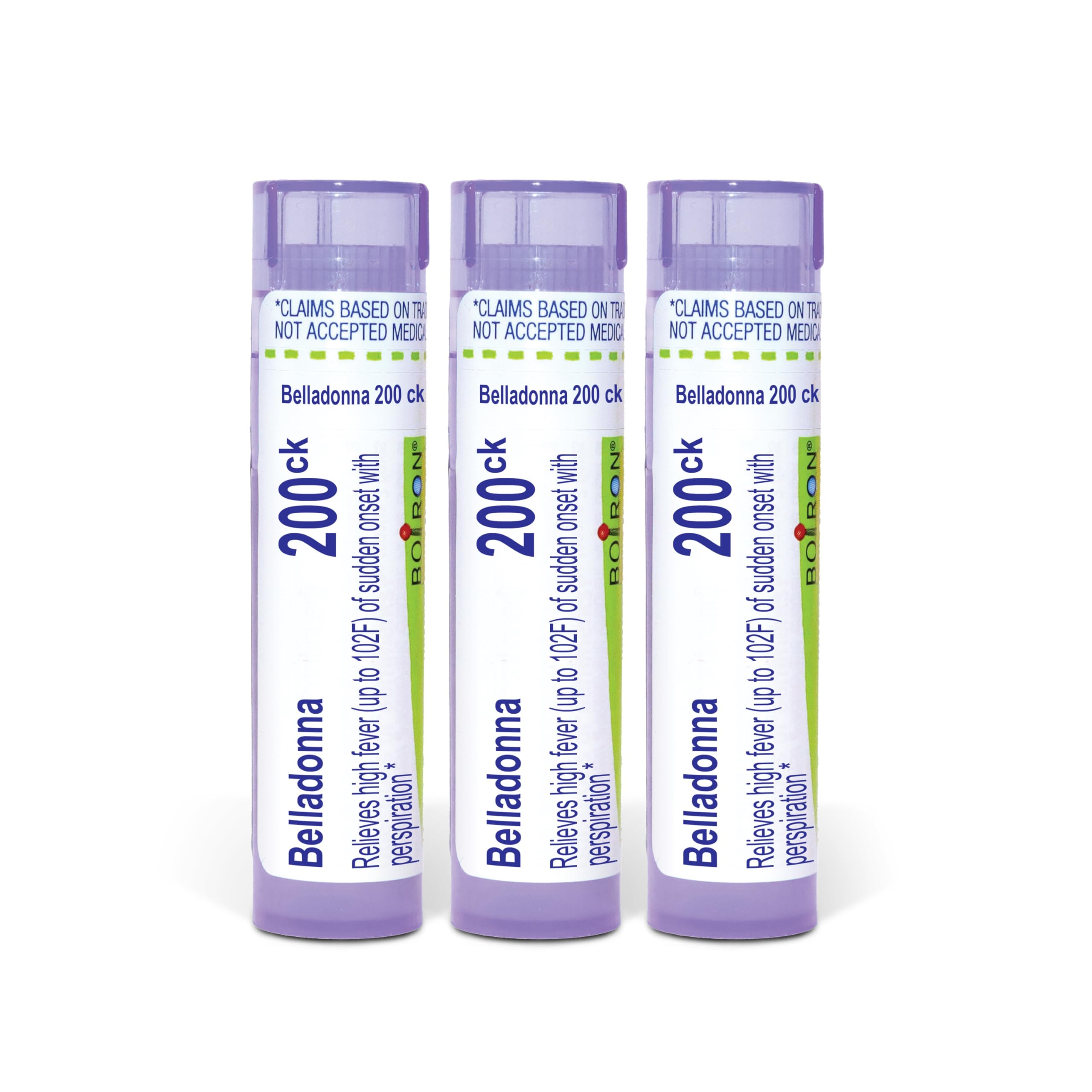 Boiron Belladonna 200ck Homeopathic Medicine for High Fever - Pack of 3 (240 Pellets)