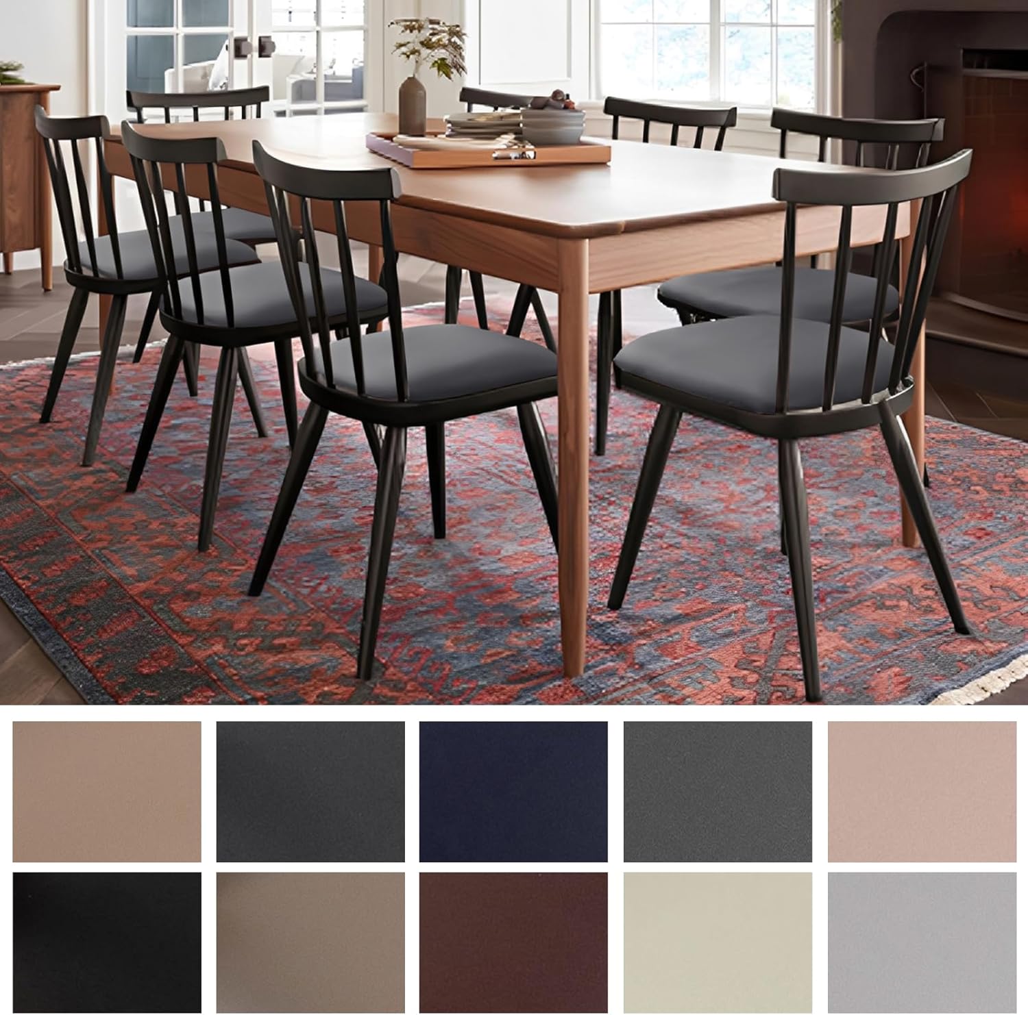Genina Waterproof PU Leather Chair Seat Covers for Dining Chairs,Chair Seat Covers Set of 4, Stretchable Dining Room Chair Seat Covers for Chair Protector Slipcover for Kitchen