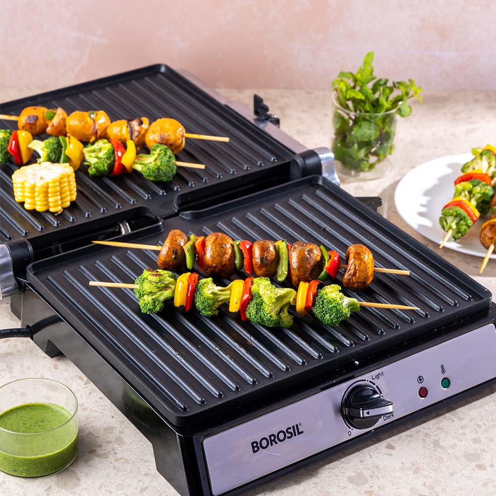 Borosil Super Jumbo 180 Grill Sandwich Maker, Non-toxic non-stick coating, Make 4 Sandwiches, 2000 W