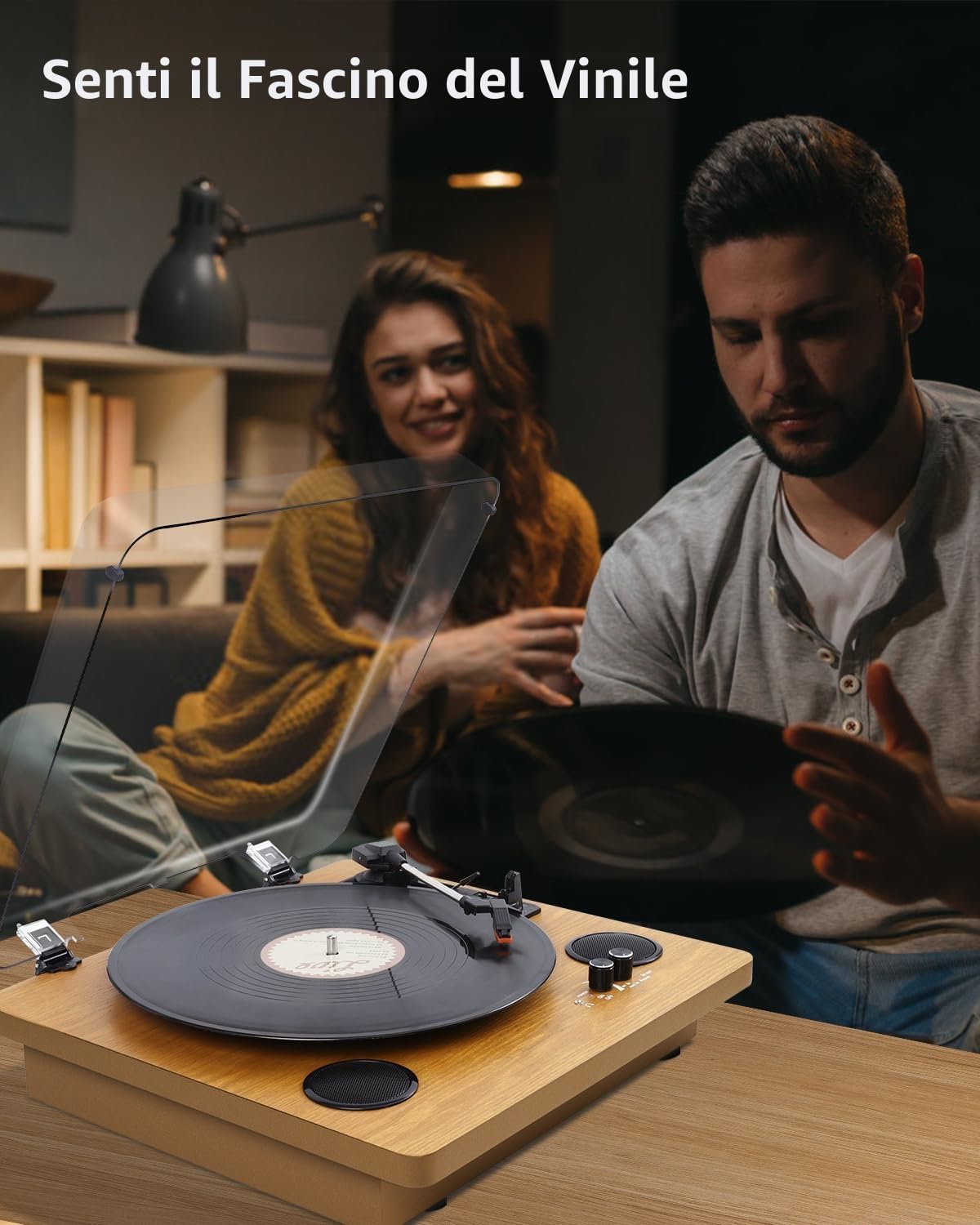 VIFLYKOO Bluetooth Vintage Vinyl Turntable 3 Speeds 33/45/78 RPM with 2 Integrated Speakers and Digital Encoder, Belt Transmission, RCA/AUX/Headphone/LP -Natural Wood