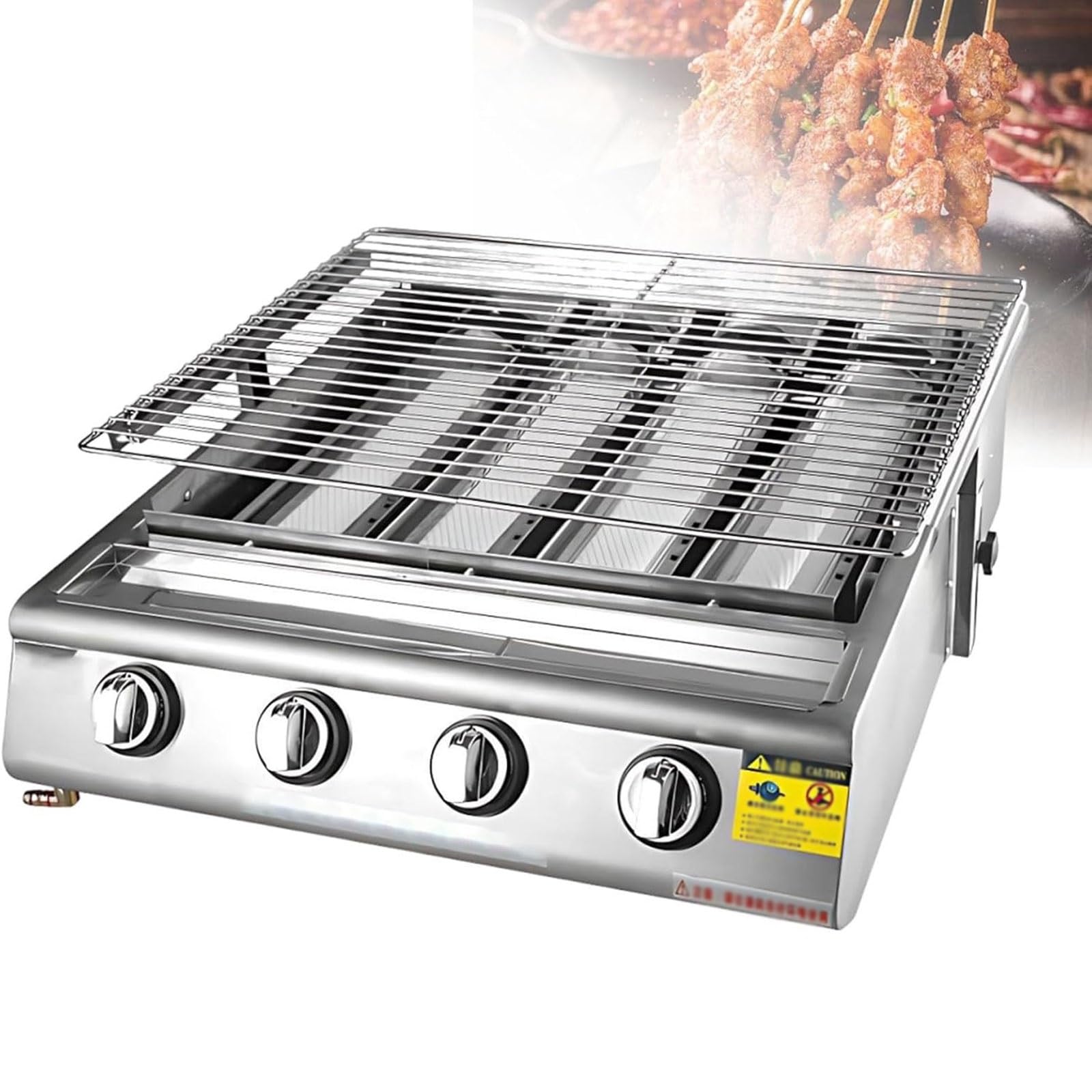 Komercyjny grill bezdymny, elektryczny grill do szaszłyków z kapturem ze stali nierdzewnej i stojakiem o regulowanej wysokości, sprzęt do pieczenia kebabu, na spotkania rodzinne i kemping