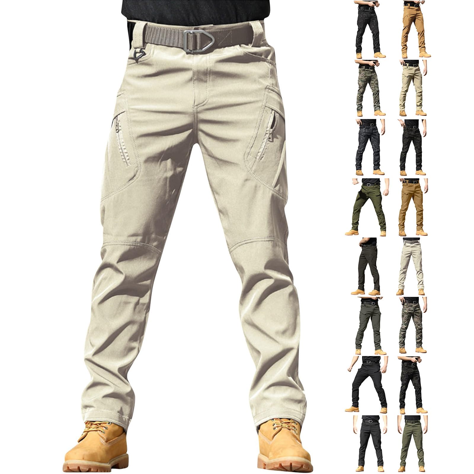 chaktkglok Tactical Pants for Men Water Resistant Hiking Cargo Pants Multi Pockets Stretch Waterproof Quick Dry Work Pants