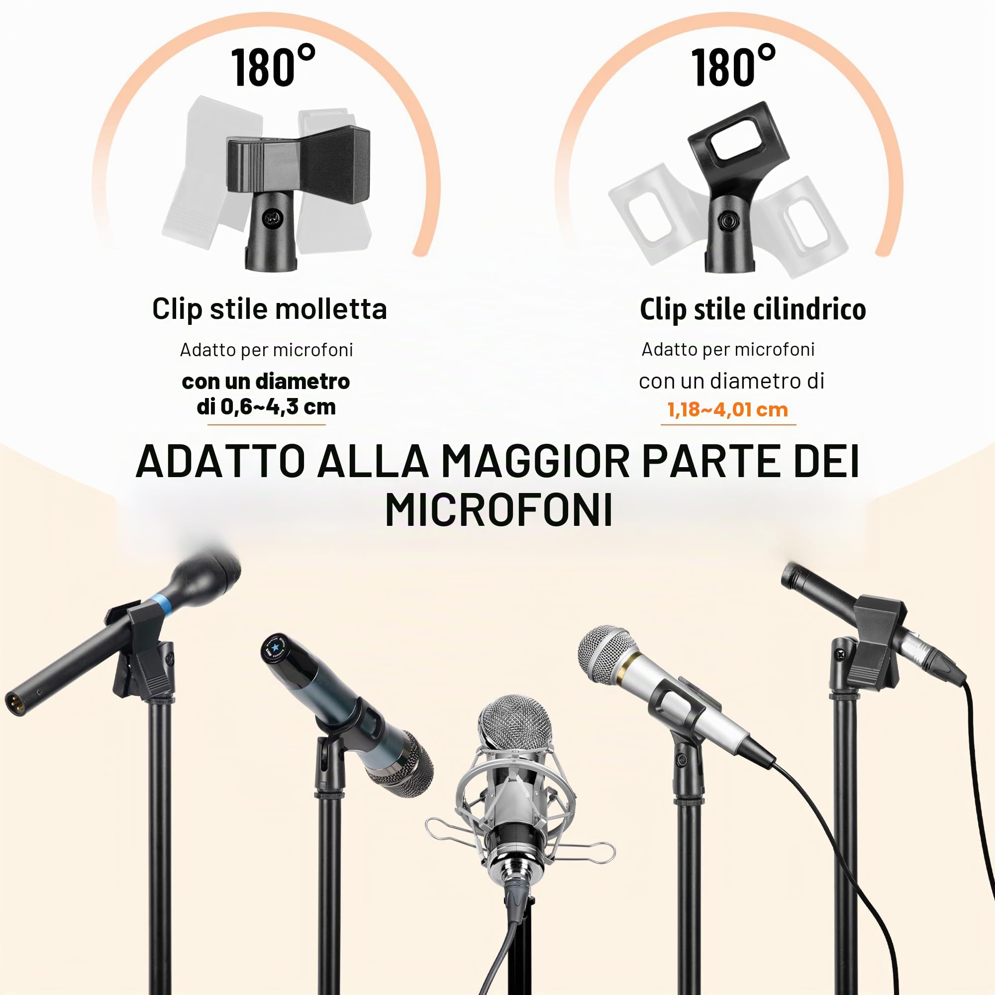 CAHAYA Asta a Giraffa per Microfono con 2 Diversi Clip Supporto per Microfono Treppiede Altezza Regolabile per Concerti Videoconferenze Palchi Matrimoni Modello CY0239