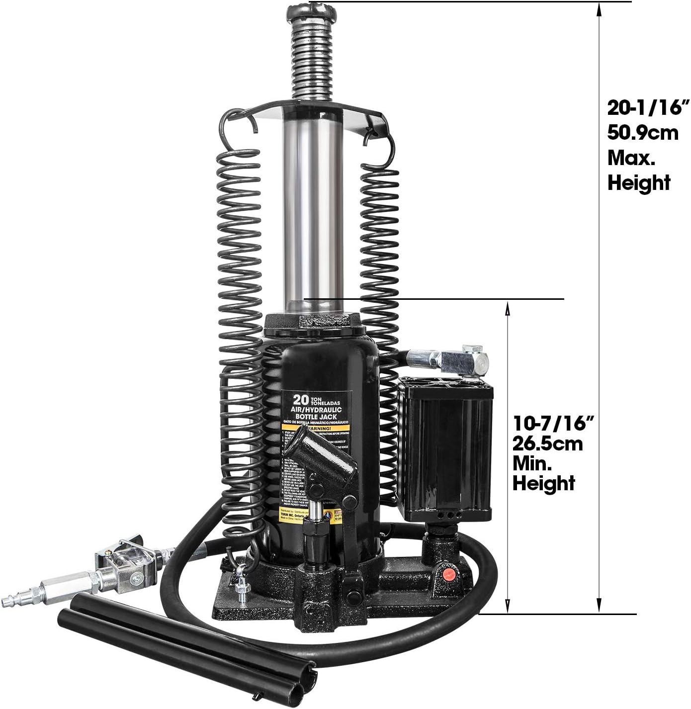Black Friday - 70% OFF Torin 20 Ton (40,000 LBs) Capacity Pneumatic Air Hydraulic Heavy Duty Bottle Jack with Manual Pump for Trucks, ATA92006B , Black