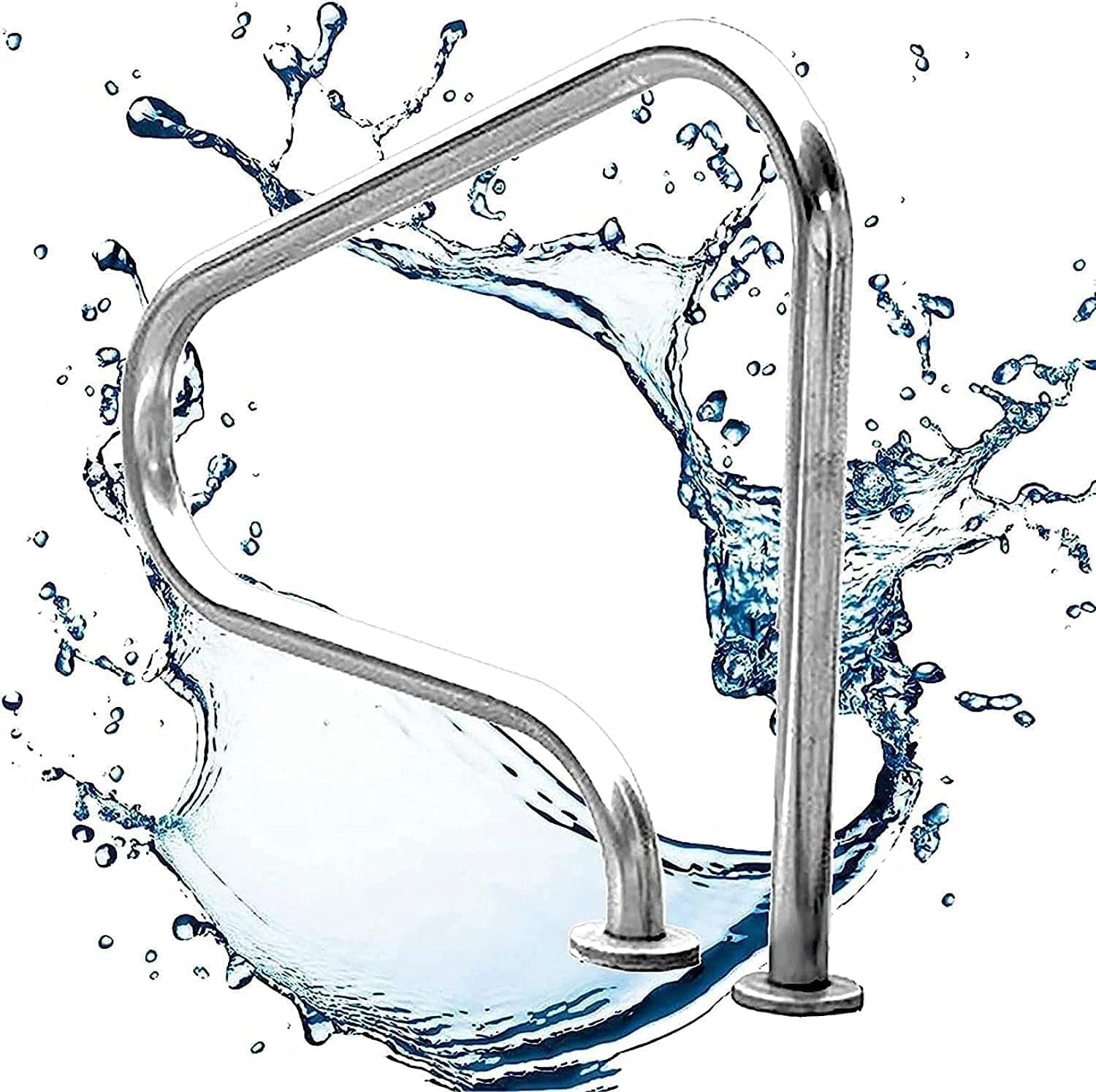 Rampe de piscine en acier inoxydable 304 avec housse de protection bleue
