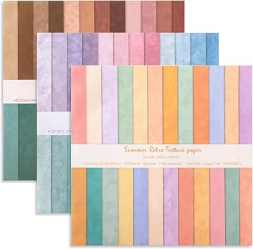 72 Sheets 12x12 Scrapbook Paper Variety Multicolor Boho Floral Watercolor Earth Tone Double-sided Craft Paper Decorative Cardstock DIY Journal Supplies Decor(Multicolor,Texture)