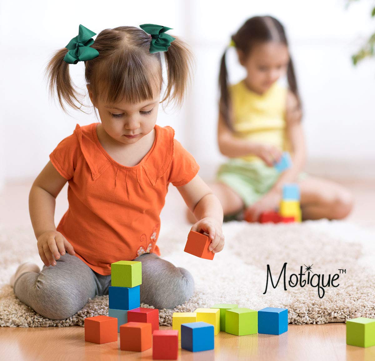 Lazo de grogrén de 3 pulgadas para niñas pequeñas, juego de 2 (verde cazador)
