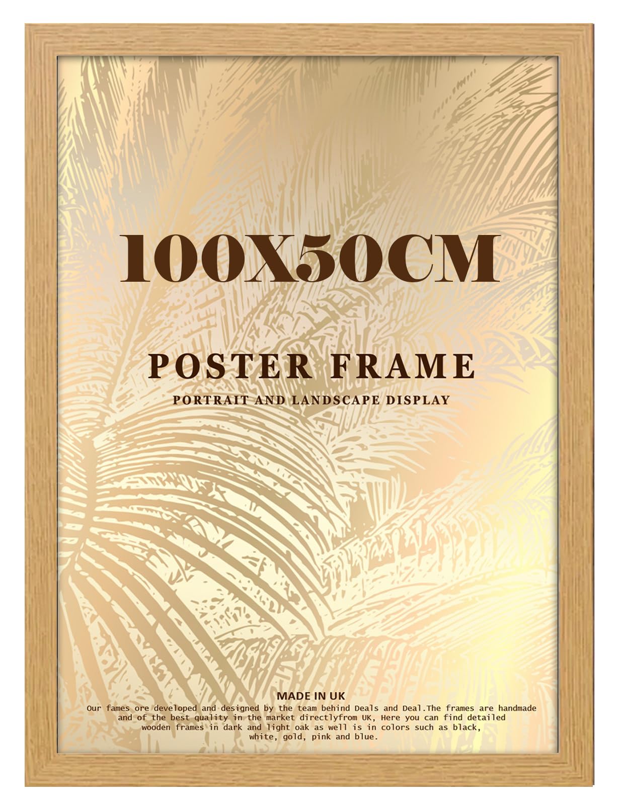 DEALS ON DEAL Flat Modern oak Hand Crafted | Large 50x100cm Poster Picture Frame 100x50 cm Photo Frame | Solid Wood Frames Jigsaw Puzzle Artwork Frames For Home and Office — image 1