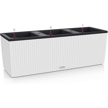 Lechuza Balconera 80 Vaso Con Substrato - Fioriera In Resina Autoirrigante, Bianco E Pon