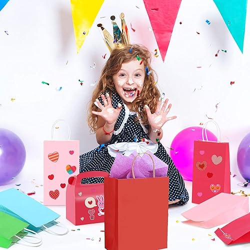 Miniatura 7 de Nexmint Bolsas de regalo de papel kraft rojo con asa paquete de 24 unidades de 8.0 in x 10.4 in x 4.1 in x 1.7 in. Grandes bolsas para regalos,