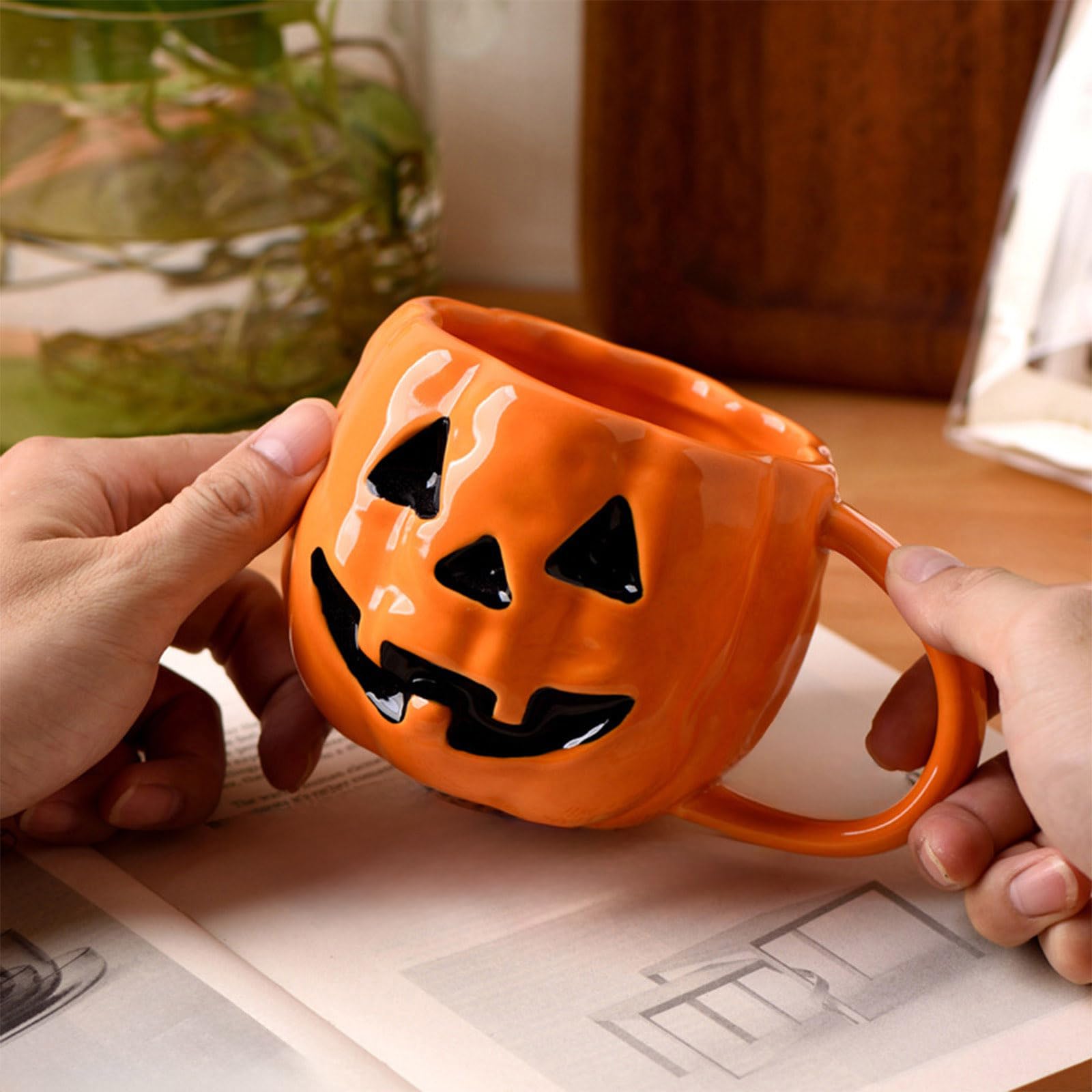 kubki z dyni na Halloween, uroczy kubek ceramiczny z motywem dyni
