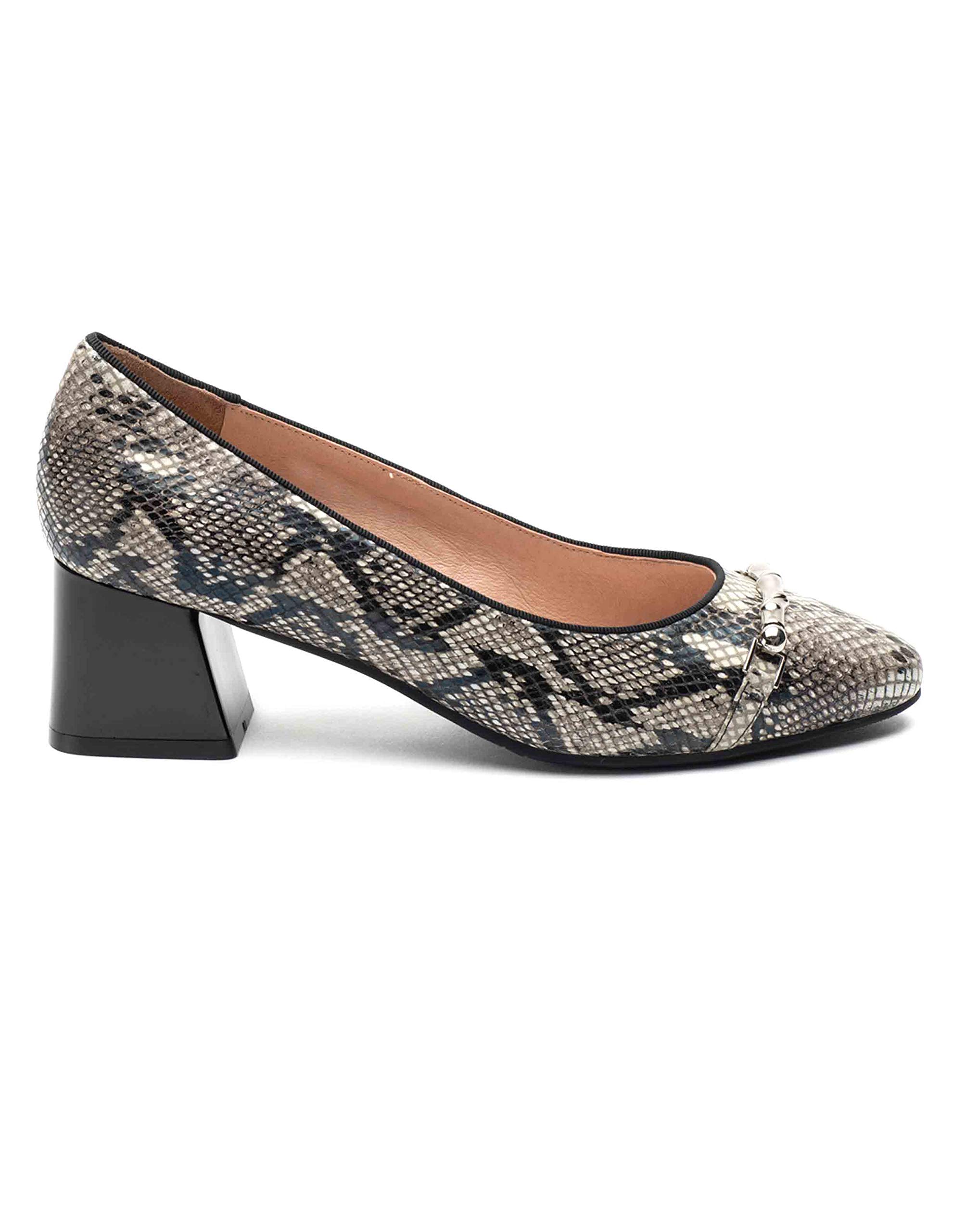 Heel & Buckle London Women's Snake Print Block Heel Pumps
