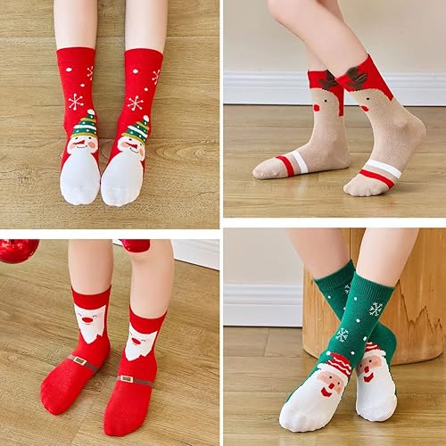 Miniatura 5 de SUITBOY Calcetines de Navidad para niños, calcetines antideslizantes para bebés, regalos coloridos de Navidad para niños y niñas, calcetines cálidos