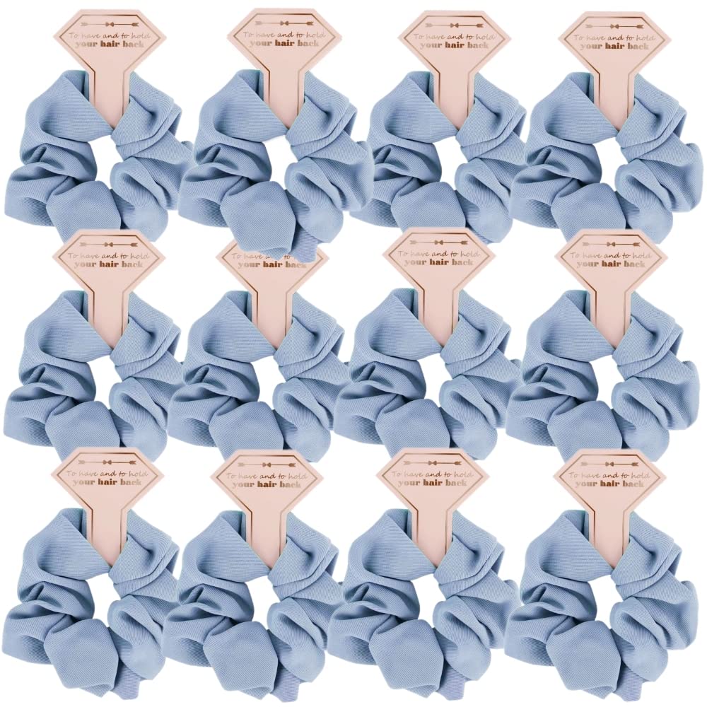 Twill Bridesmaid Scrunchies Bachelorette Hair Ties Set of 12 Bridal Shower No Damage Hairties ideas Gift for Wedding Party Favors Bridesmaid Proposal Gifts (Blue)