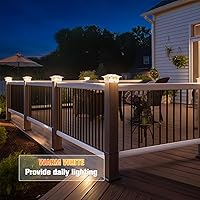 Vista 4 de VOLISUN Luz Solar para Poste Impermeable al Aire Libre: Cambio de Color RGB - Luces Intermitentes de Tapa Solar para Cerca 4 Unidades Blancas