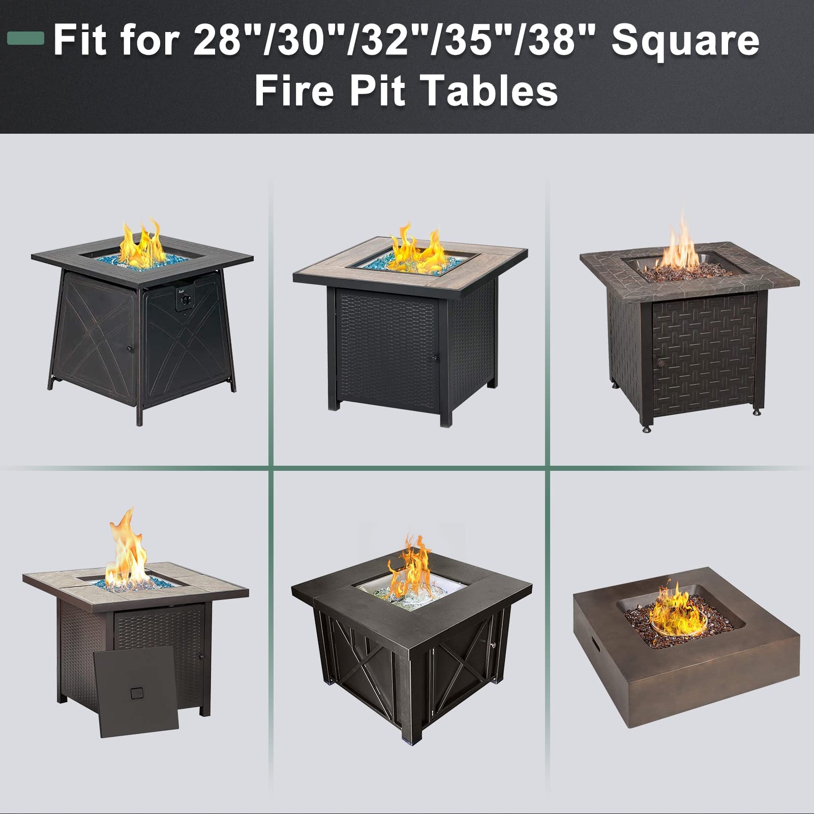 GASPRO Fire Pit Wind Guard for Square Fire Table, 23.5 x 23.5 x 6 Inch
